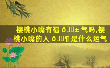 樱桃小嘴有福 🐱 气吗,樱桃小嘴的人 🐶 是什么运气